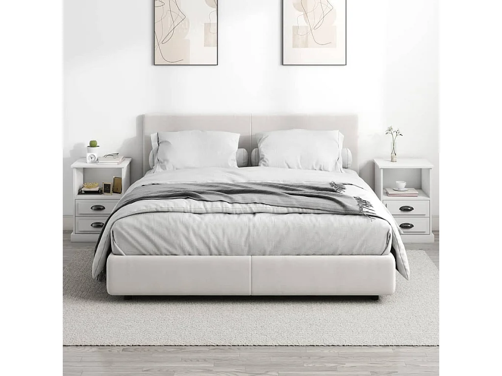 Tables de chevet 2 pcs blanc 43x36x60