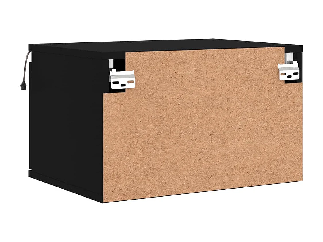 Tables de chevet murales avec lumières LED 2 pcs noir