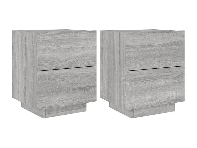 Armoires de chevet et lumières LED 2 pcs sonoma gris