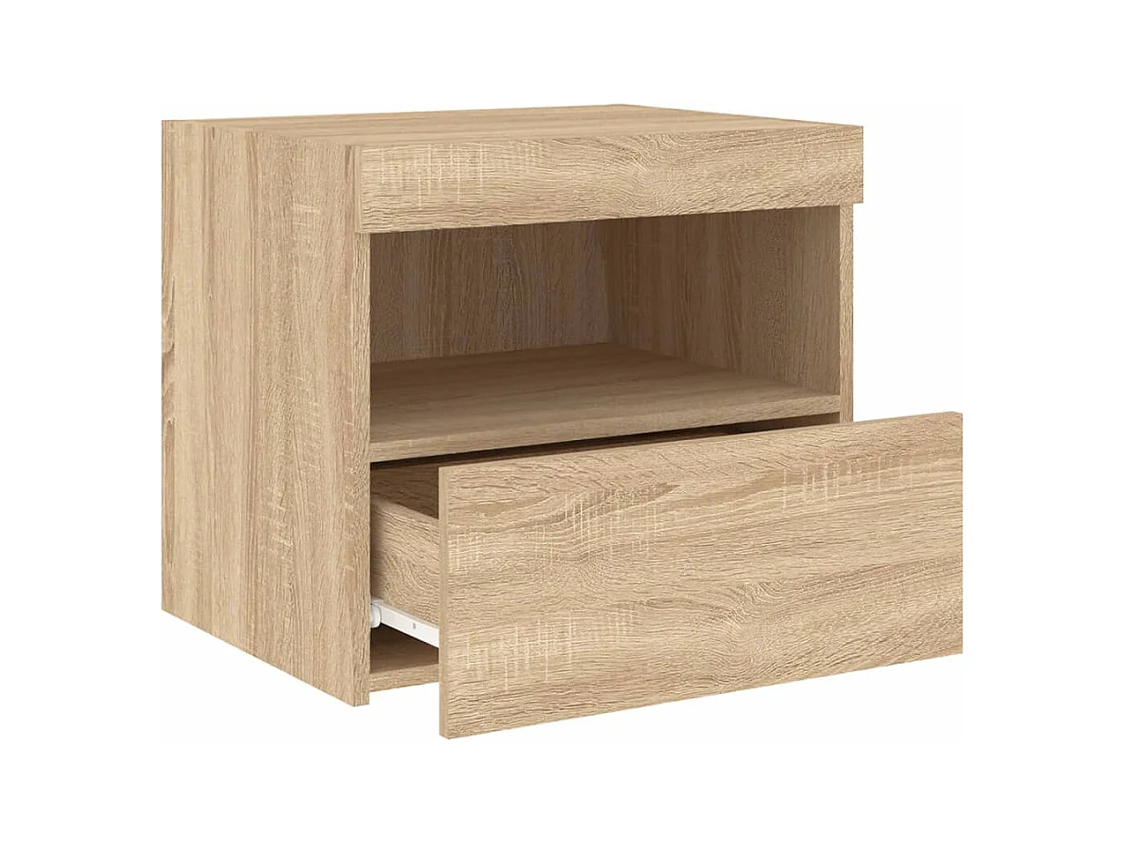 Table de chevet avec lumières LED chêne sonoma 50x40x45