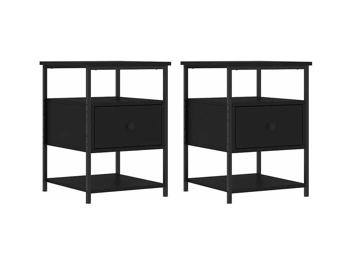 Tables de chevet 2 pcs noir 40x42x56 bois d’ingénierie