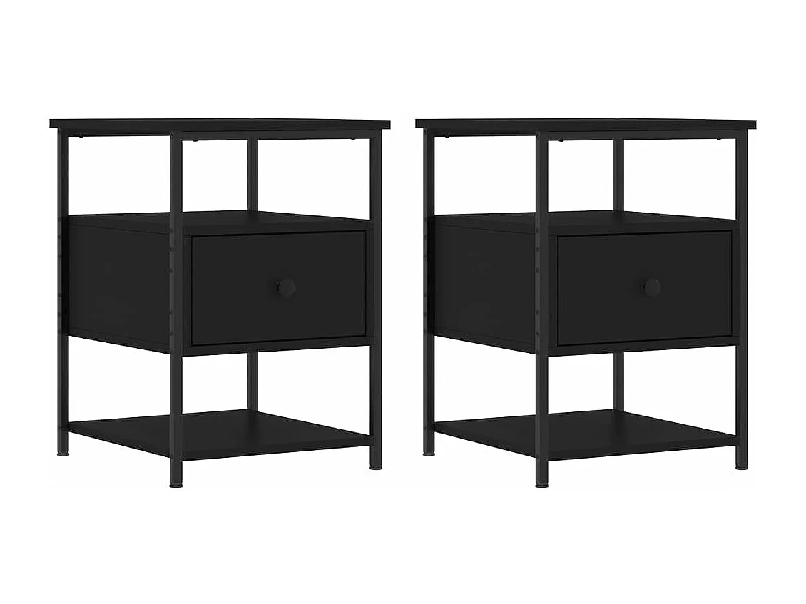 Tables de chevet 2 pcs noir 40x42x56 bois d’ingénierie