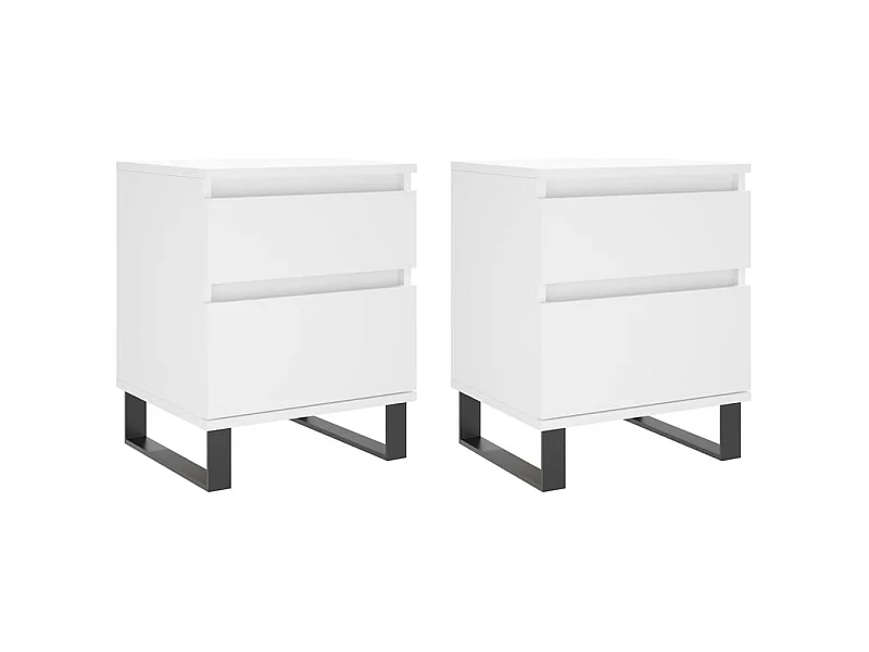 Tables de chevet 2 pcs blanc 40x35x50 bois d’ingénierie