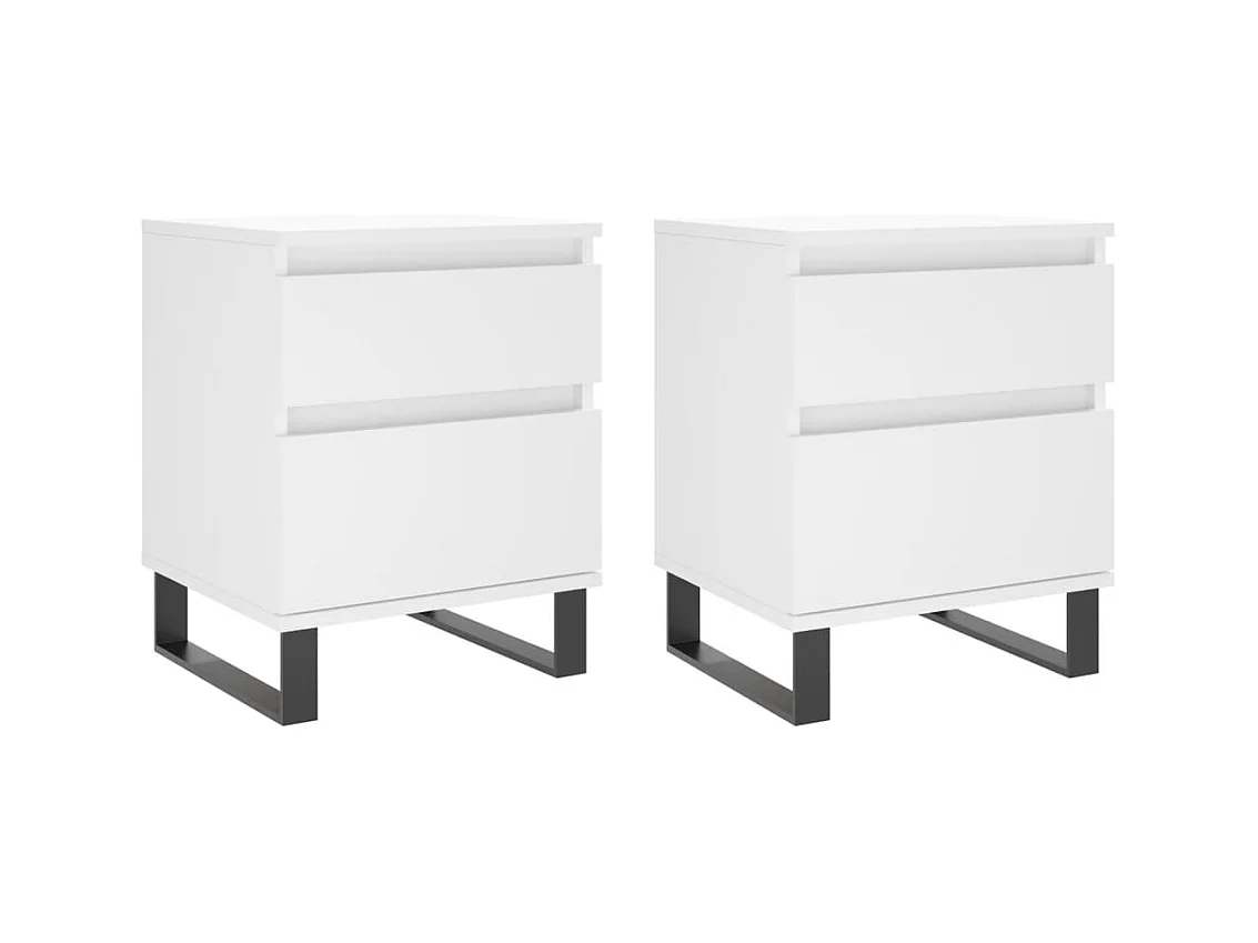 Tables de chevet 2 pcs blanc 40x35x50 bois d’ingénierie