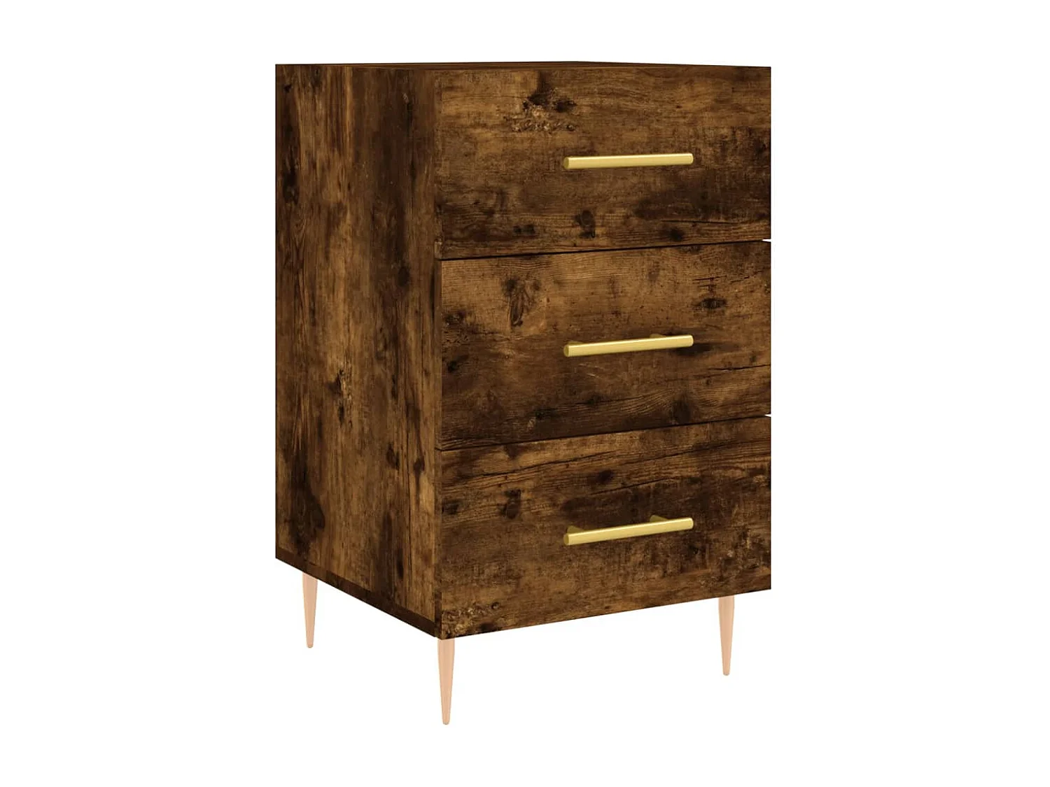 Table de chevet chêne fumé 40x40x66 bois d'ingénierie