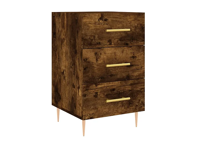 Table de chevet chêne fumé 40x40x66 bois d'ingénierie