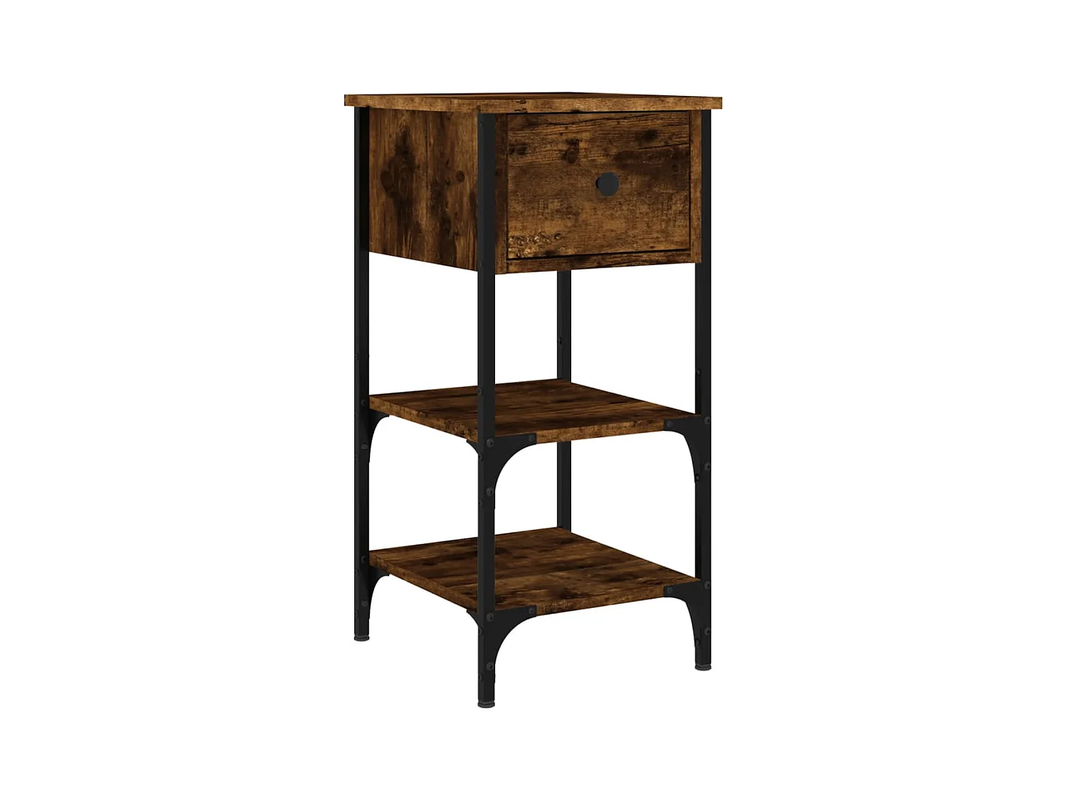 Table de chevet chêne fumé 34x36x70 bois d'ingénierie
