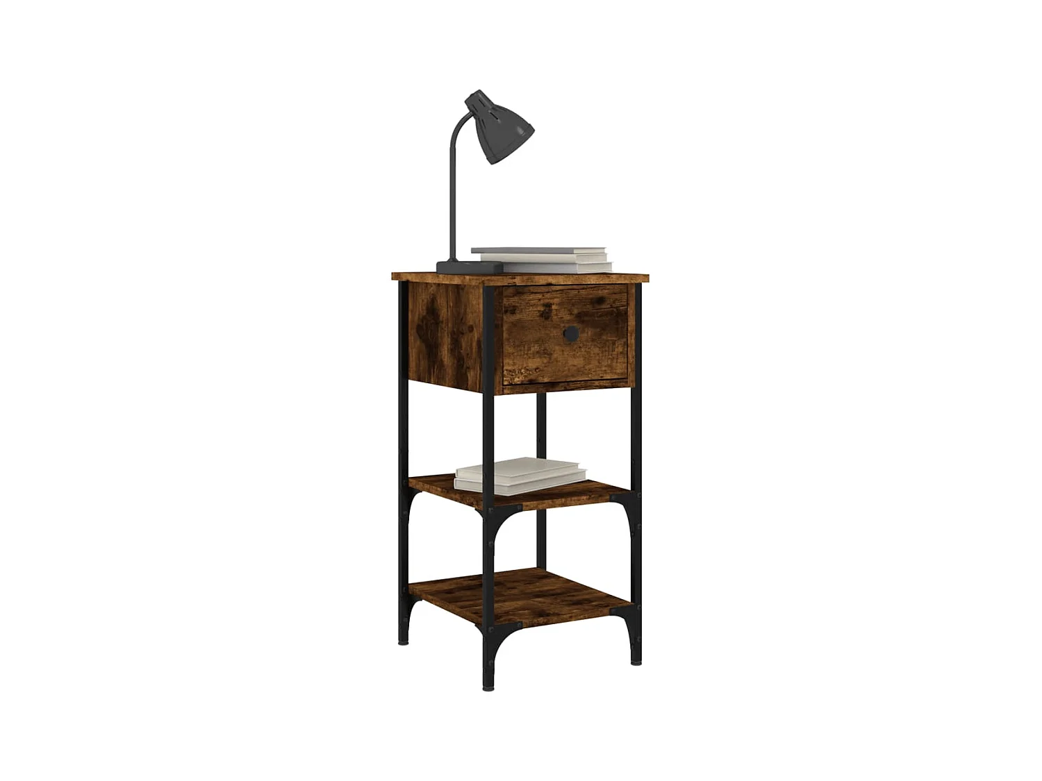 Table de chevet chêne fumé 34x36x70 bois d'ingénierie