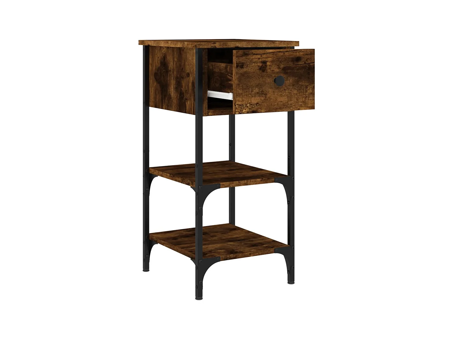 Table de chevet chêne fumé 34x36x70 bois d'ingénierie