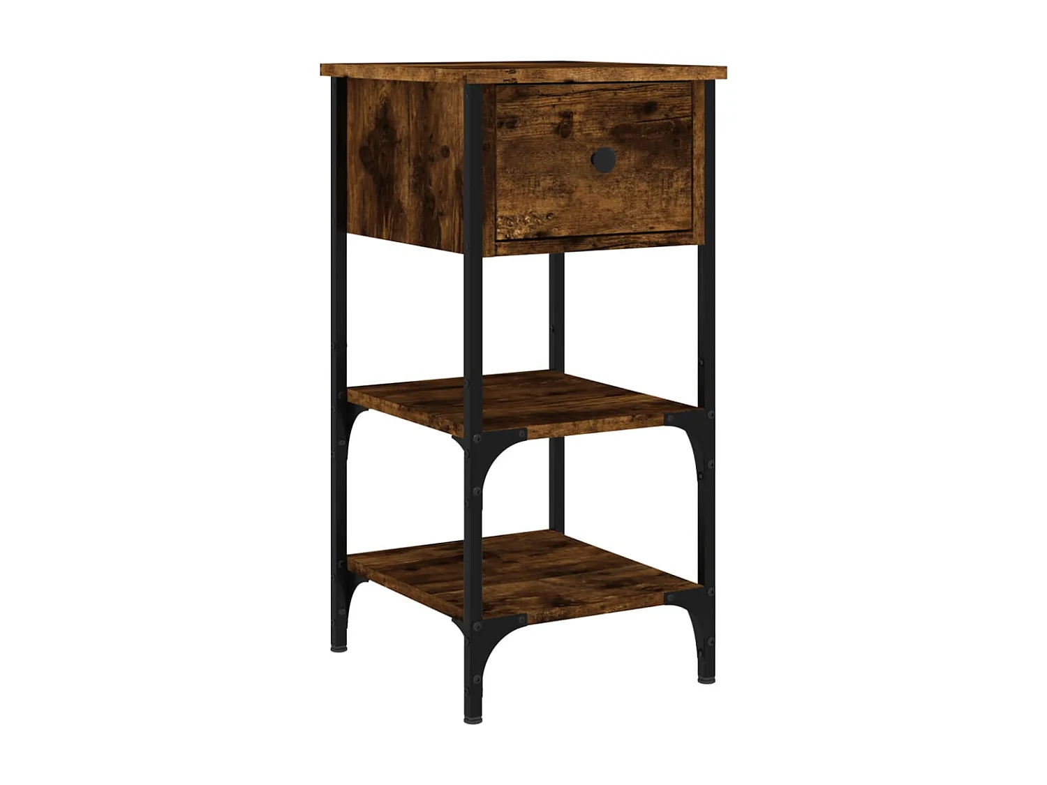 Table de chevet chêne fumé 34x36x70 bois d'ingénierie