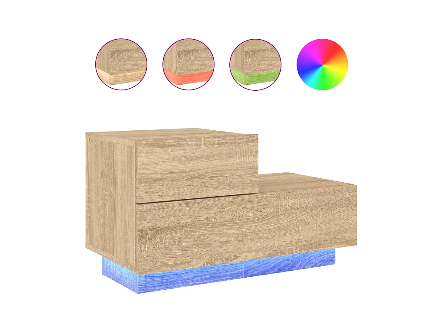Table de chevet avec lumières LED chêne sonoma 70x36x40,5