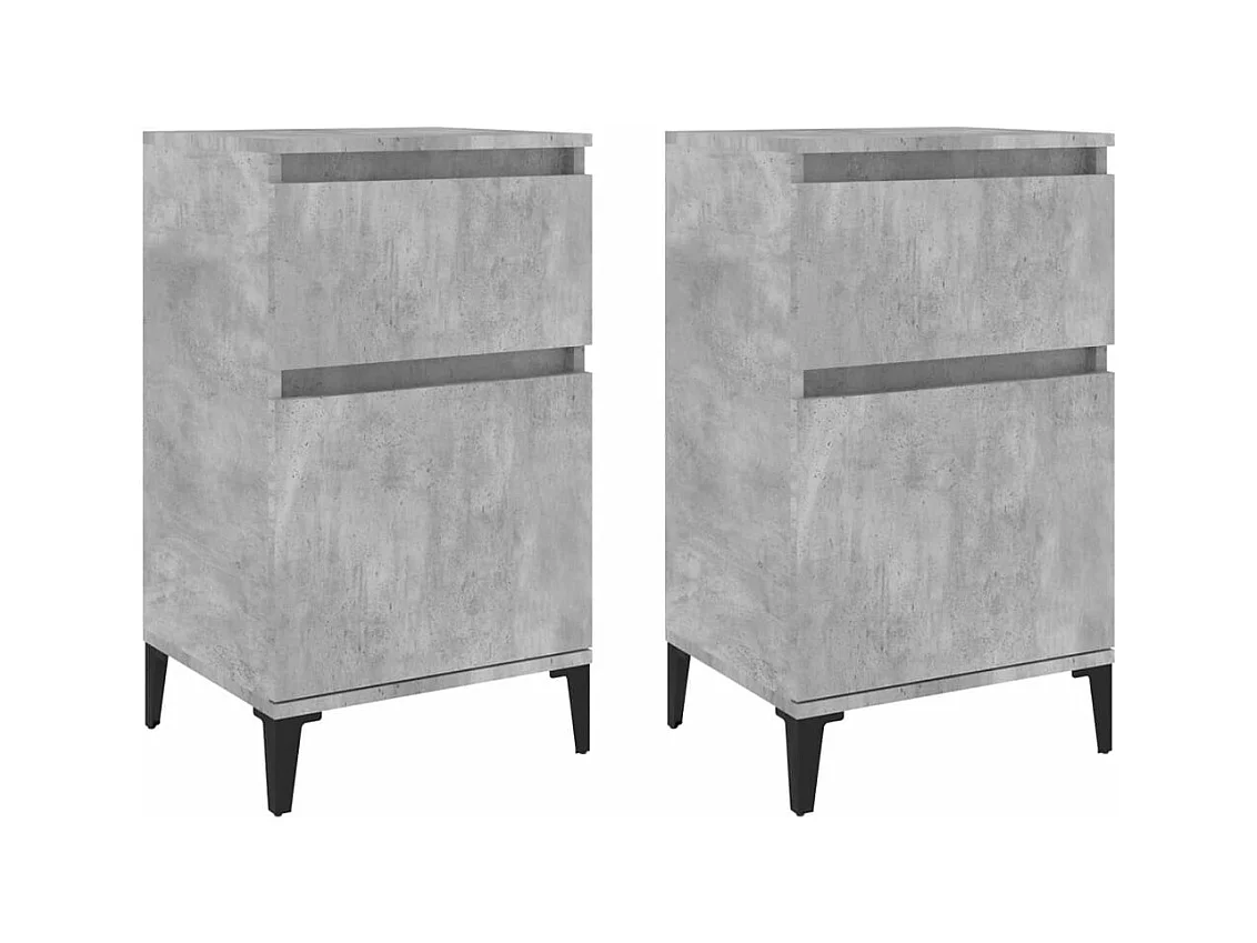 Tables de chevet 2 pcs gris béton 40x35x70