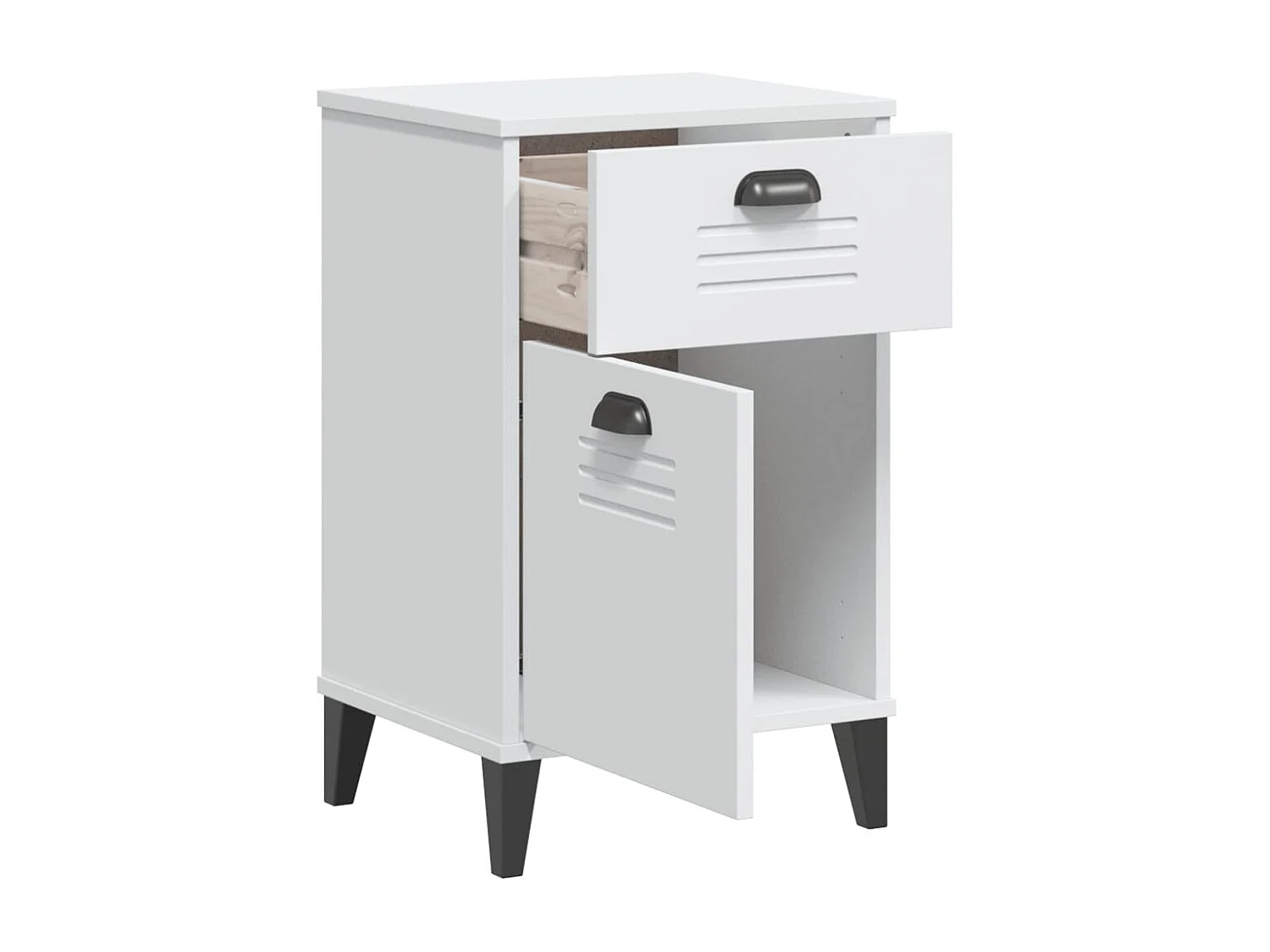 Table de chevet VIKEN blanc bois de pin solide