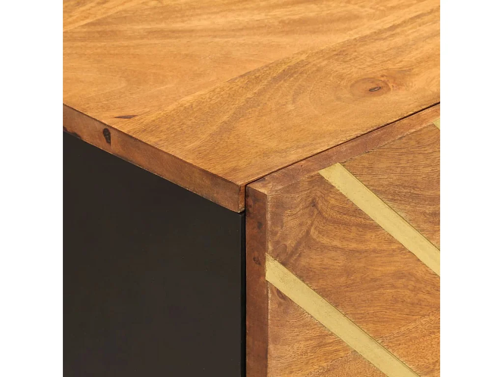 Table de chevet marron et noir bois de manguier solide
