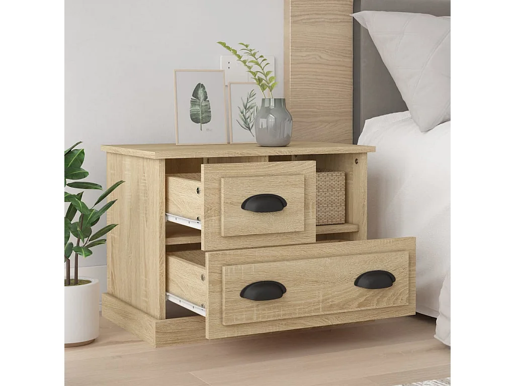 Table de chevet chêne sonoma 60x39x45