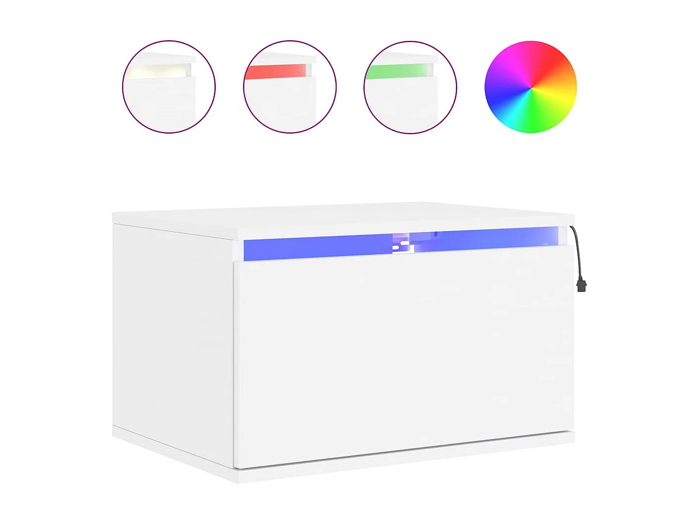 Tables de chevet murales avec lumières LED 2 pcs blanc