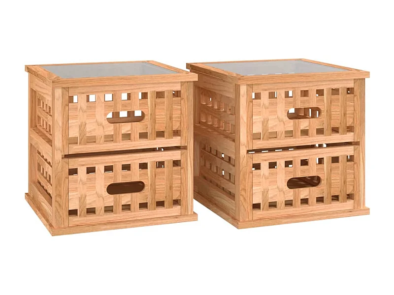Tables de chevet 2 pcs 34x34x34 Bois massif de noyer