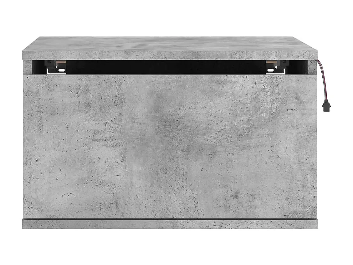 Tables de chevet murales avec lumières LED 2 pcs gris béton
