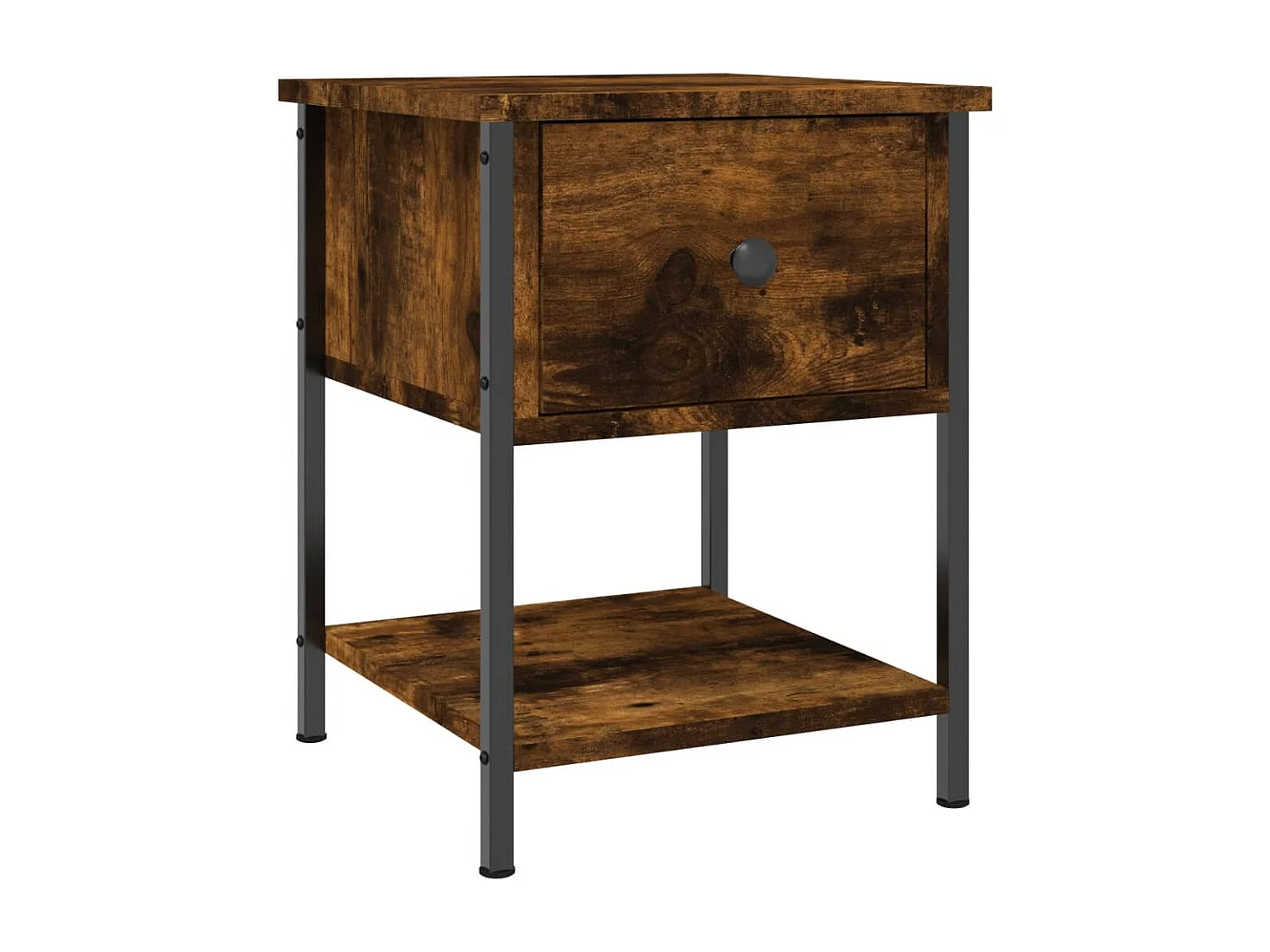 Table de chevet chêne fumé 34x35,5x45 bois d'ingénierie