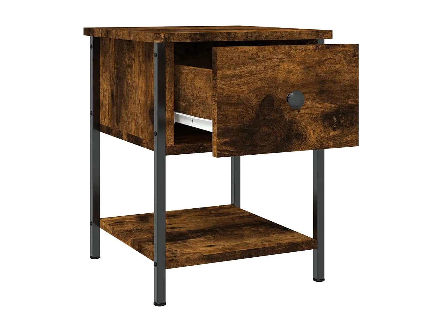 Table de chevet chêne fumé 34x35,5x45 bois d'ingénierie