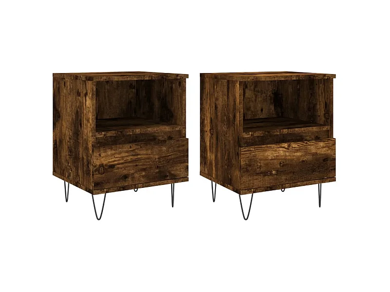 Tables de chevet 2 pcs chêne fumé 40x35x50 bois ingénierie