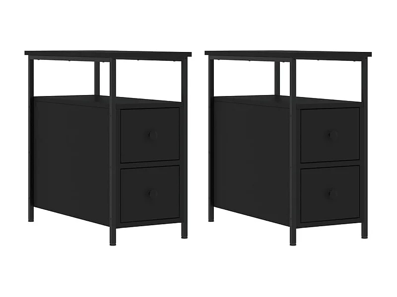 Tables de chevet 2 pcs noir 30x60x60 bois d’ingénierie