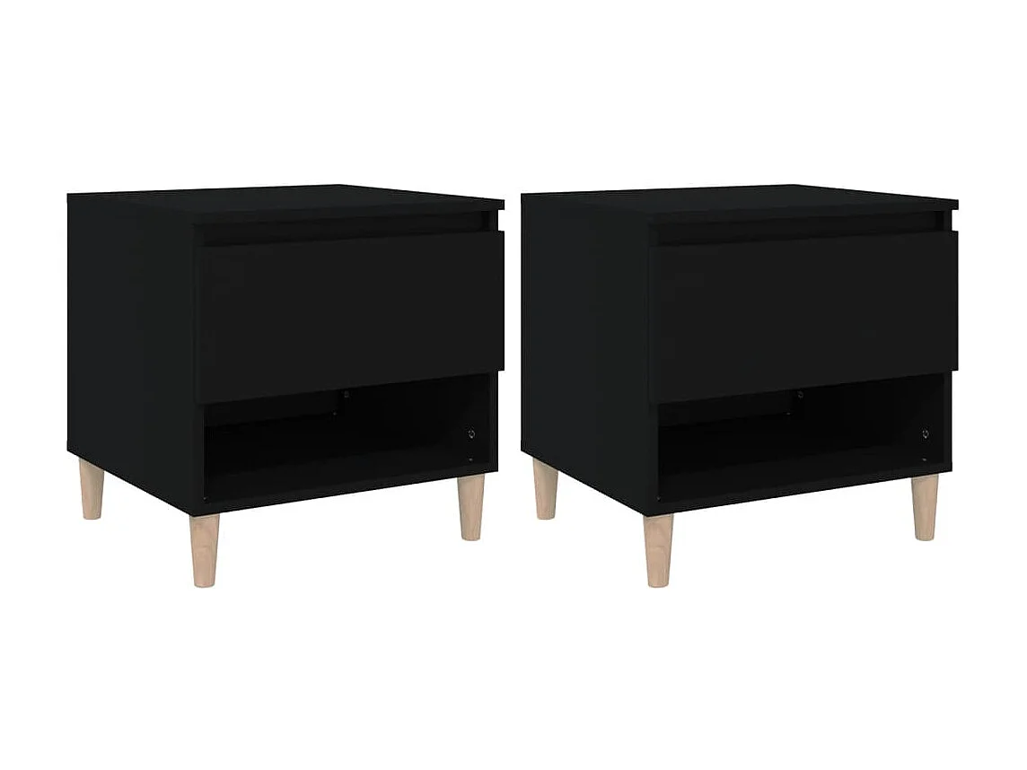 Tables de chevet 2 pcs Noir 50x46x50 Bois d’ingénierie