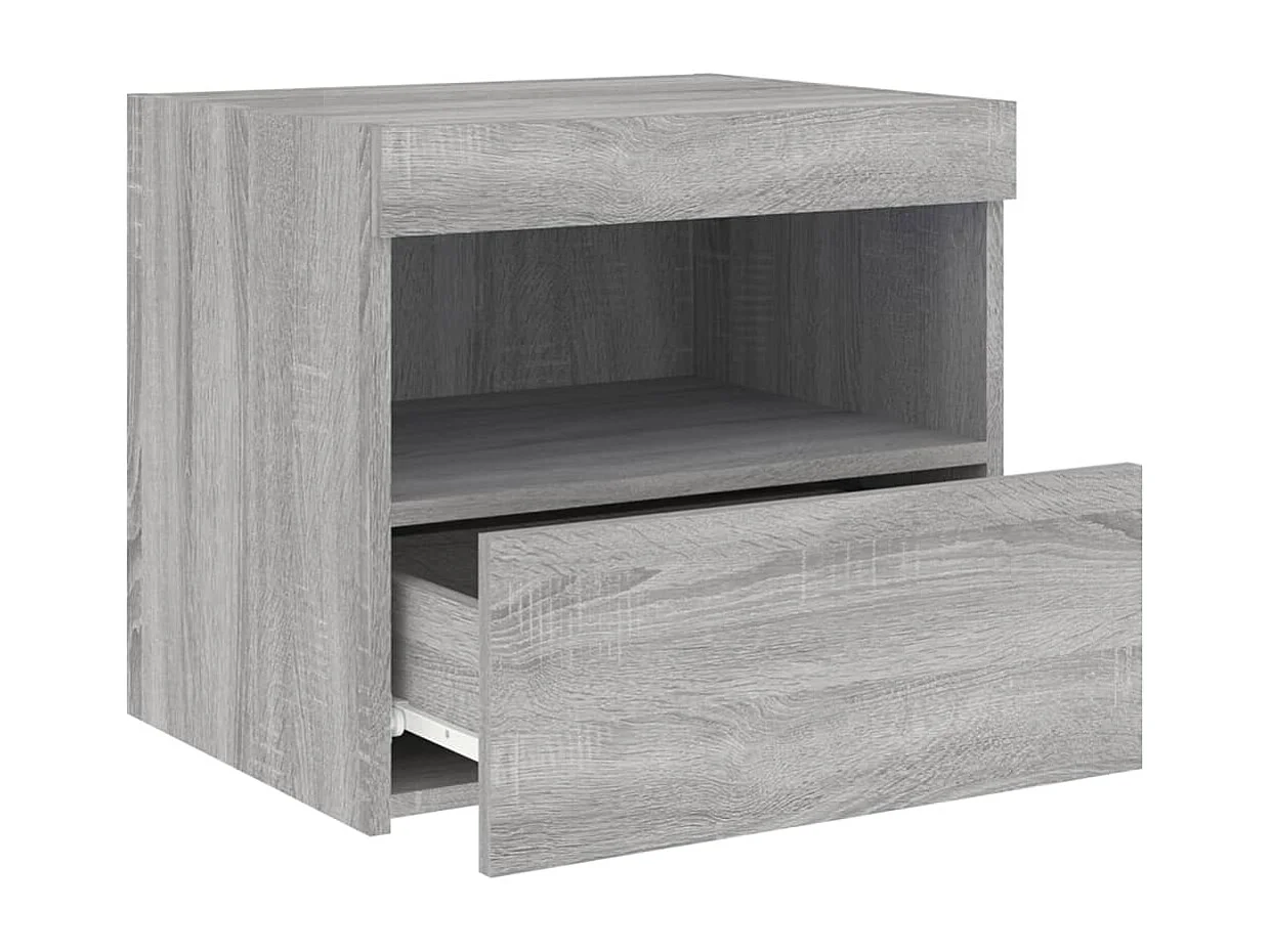 Table de chevet avec lumières LED sonoma gris 50x40x45