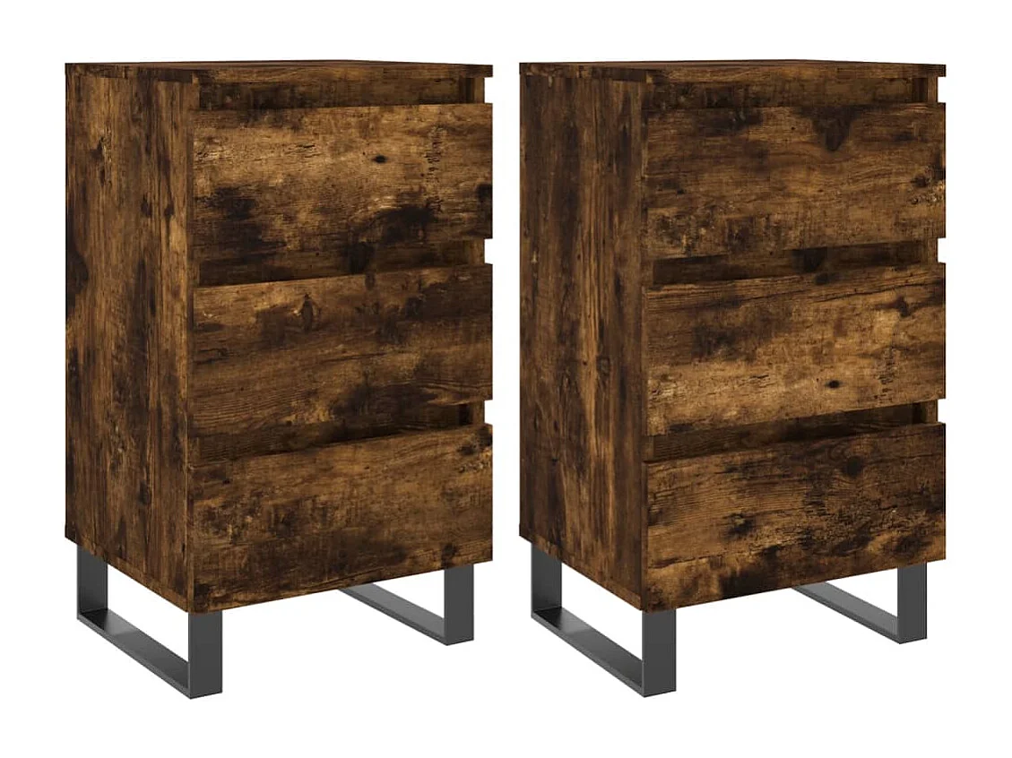Tables de chevet 2 pcs chêne fumé 40x35x69 bois ingénierie