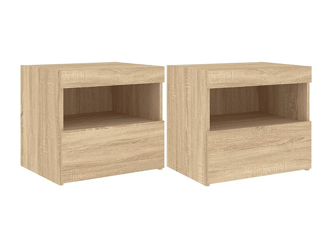 Tables de chevet et lumières LED 2 pcs chêne sonoma 50x40x45
