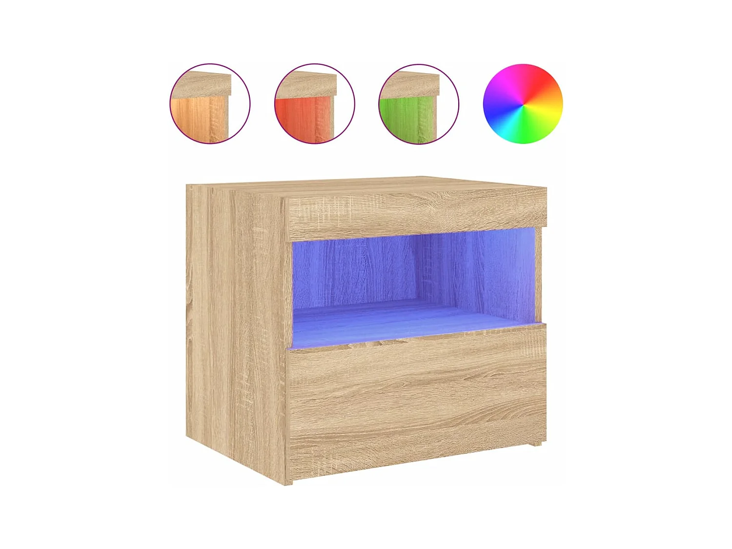 Tables de chevet et lumières LED 2 pcs chêne sonoma 50x40x45