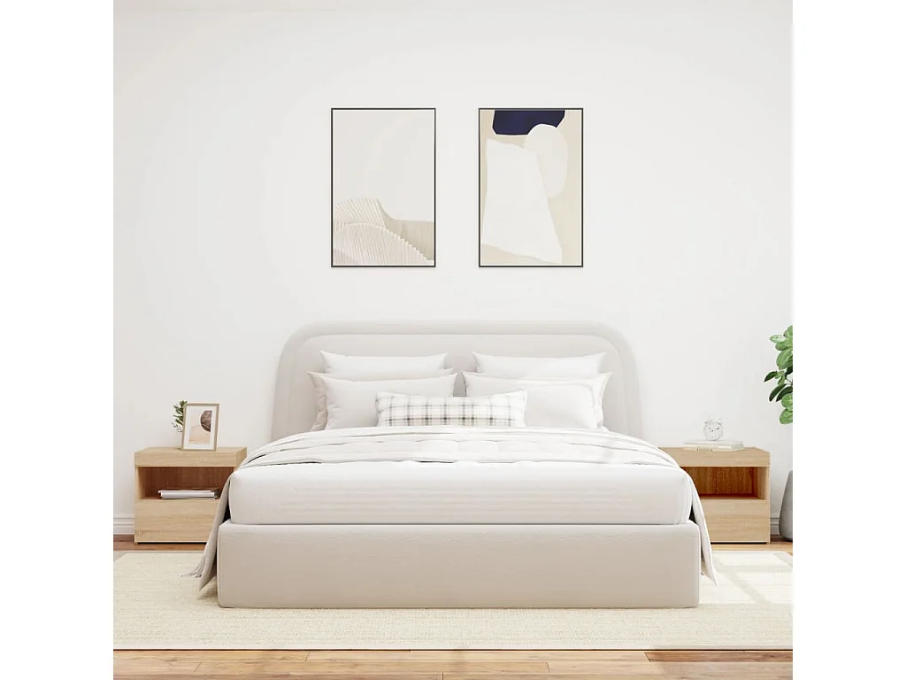 Tables de chevet et lumières LED 2 pcs chêne sonoma 50x40x45