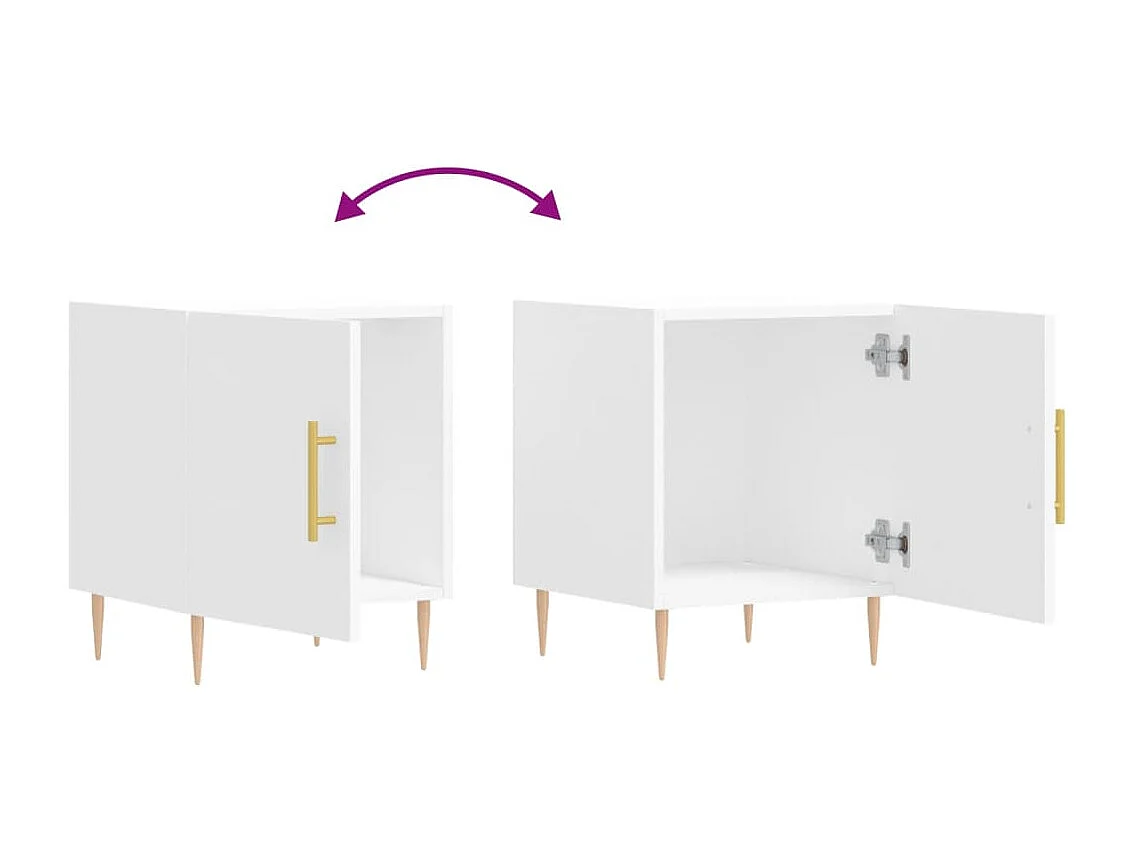 Tables de chevet 2 pcs blanc 40x40x50 bois d’ingénierie