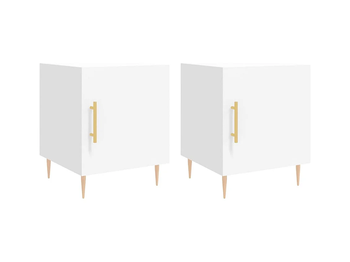 Tables de chevet 2 pcs blanc 40x40x50 bois d’ingénierie