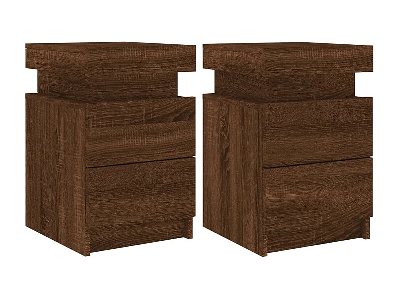Tables de chevet et lumières LED 2 pcs chêne marron 35x39x55
