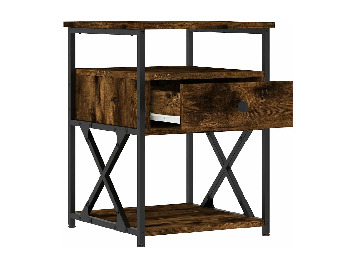 Table de chevet chêne fumé 40x42x55 bois d'ingénierie