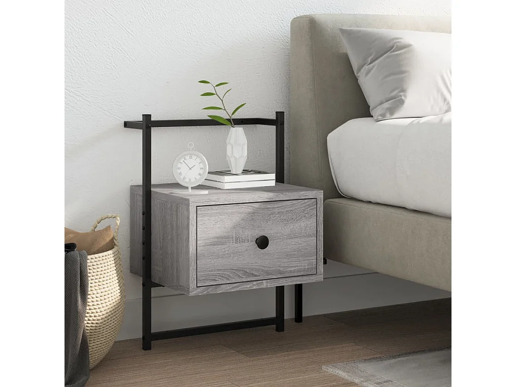 Table de chevet murale sonoma gris 35x30x51 bois d'ingénierie