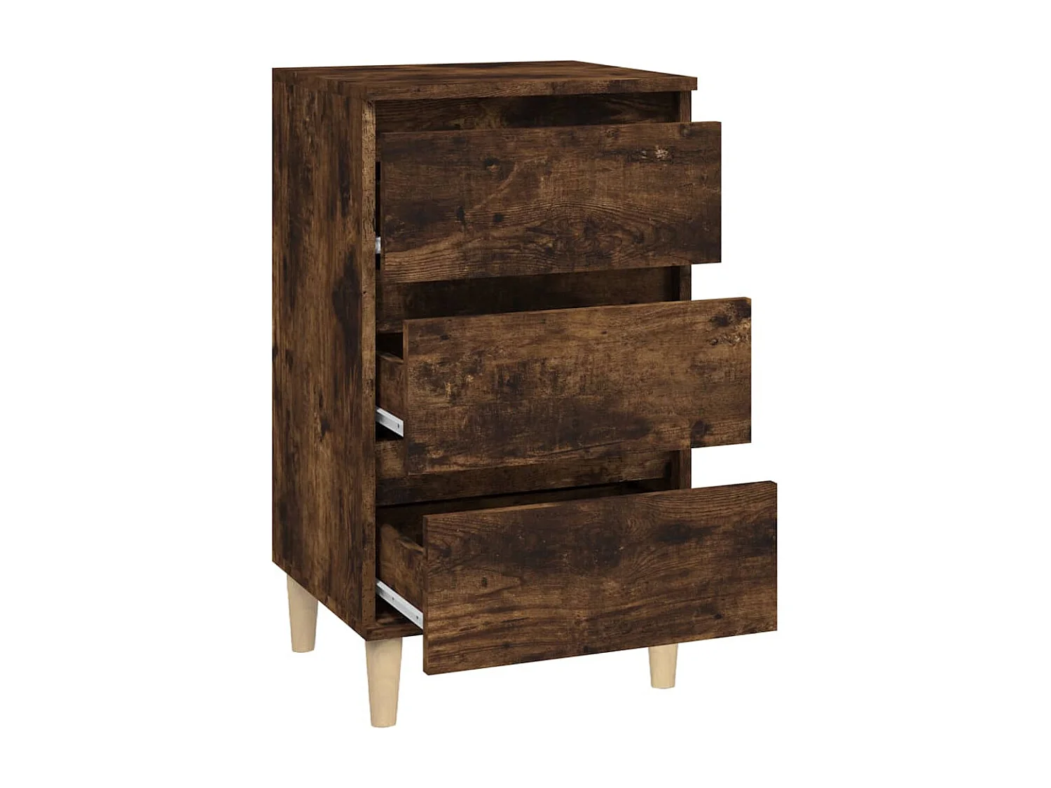 Table de chevet chêne fumé 40x35x70 bois d'ingénierie