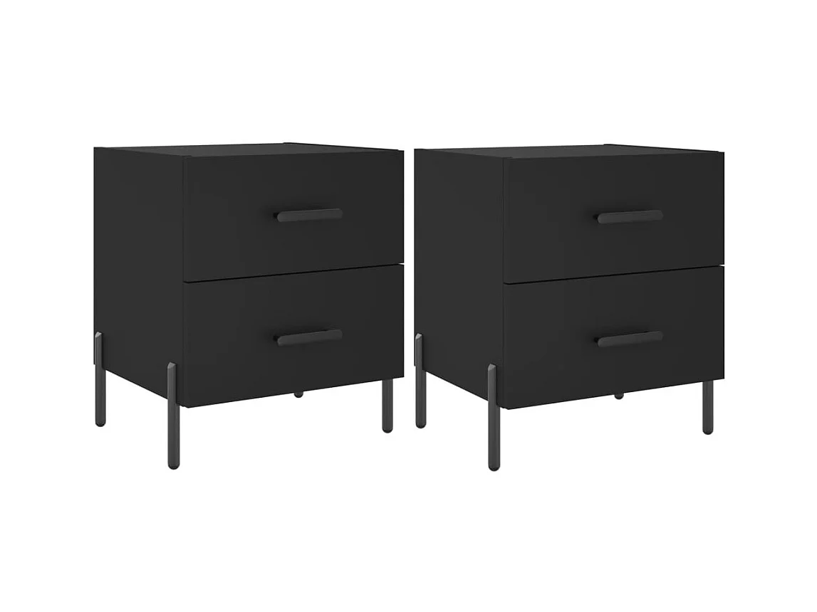 Tables de chevet 2 pcs noir 40x35x47,5 bois d’ingénierie