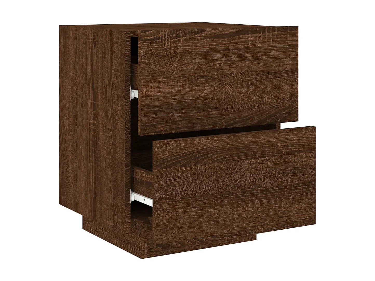 Armoires de chevet et lumières LED 2 pcs chêne marron