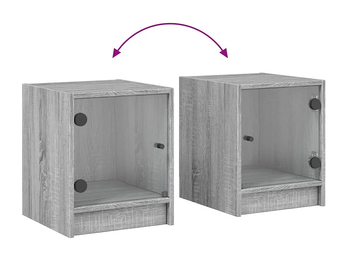 Table de chevet avec porte en verre sonoma gris 35x37x42