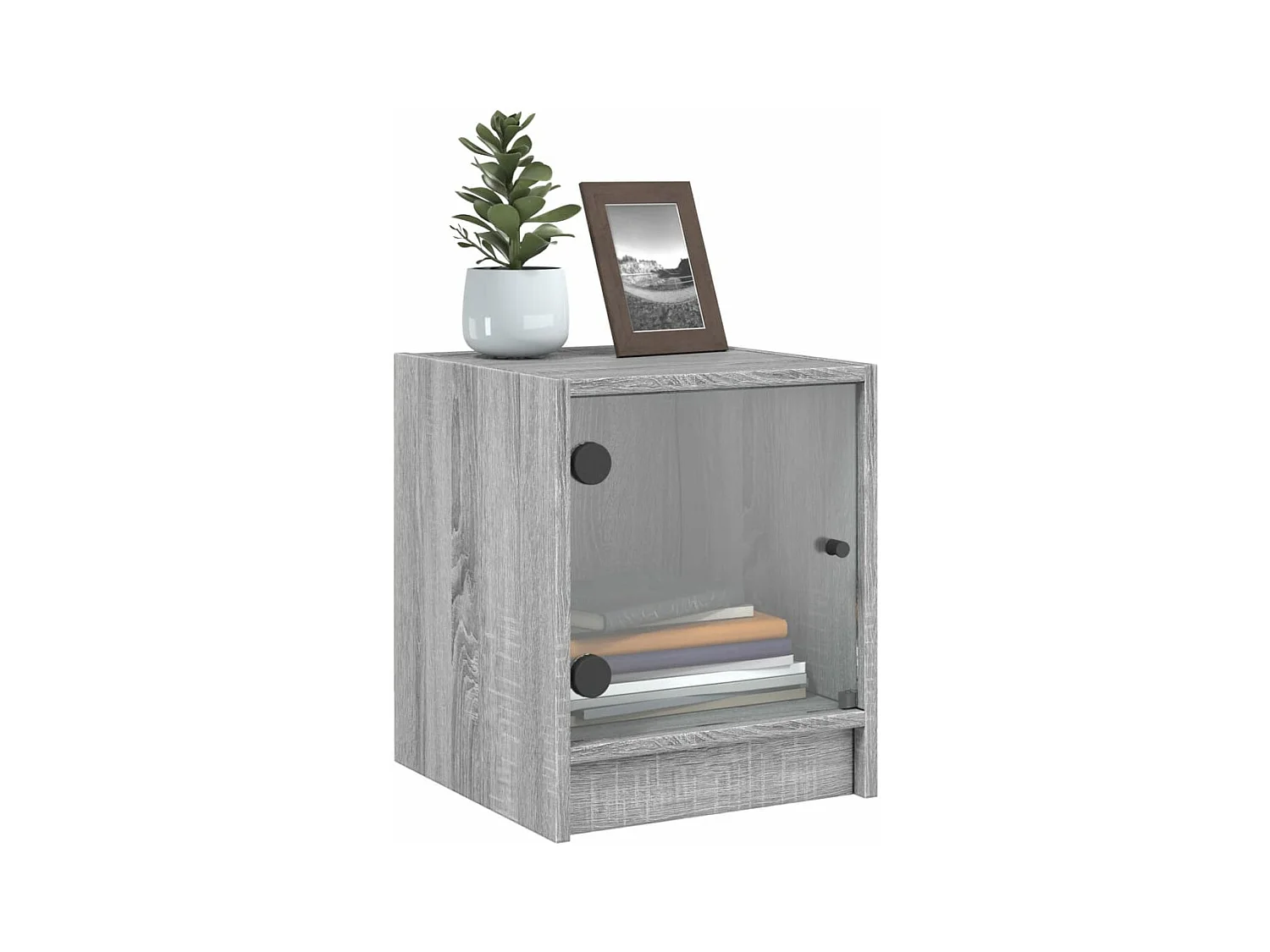 Table de chevet avec porte en verre sonoma gris 35x37x42