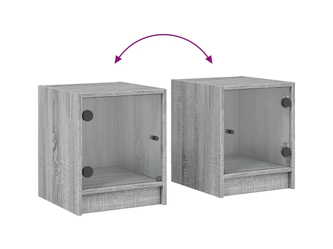 Table de chevet avec porte en verre sonoma gris 35x37x42
