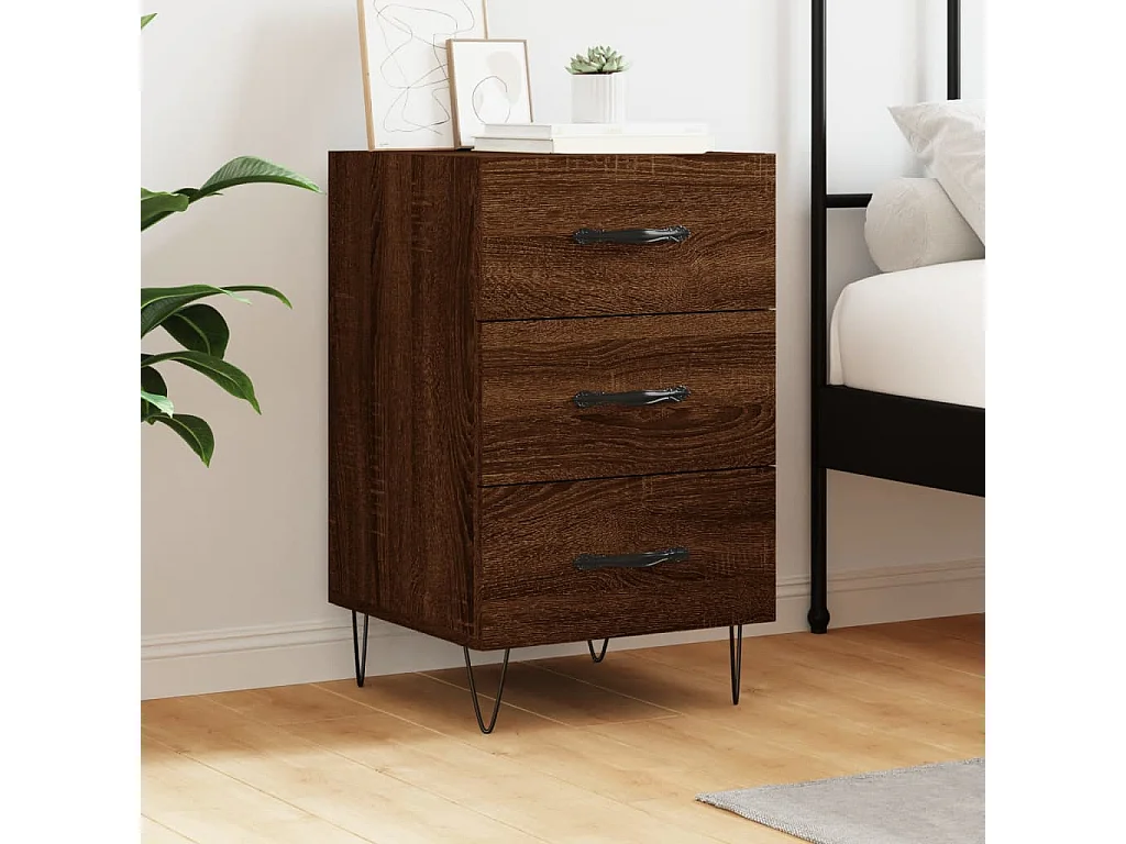 Table de chevet chêne marron 40x40x66 bois d'ingénierie