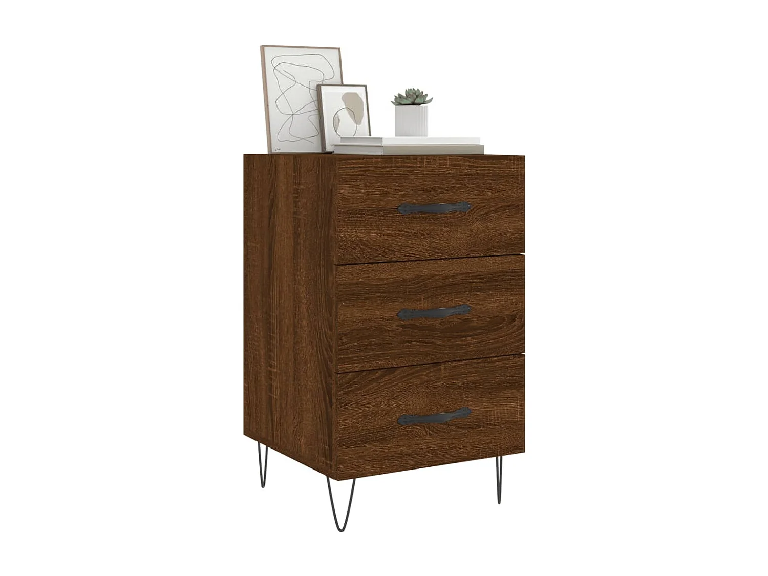 Table de chevet chêne marron 40x40x66 bois d'ingénierie