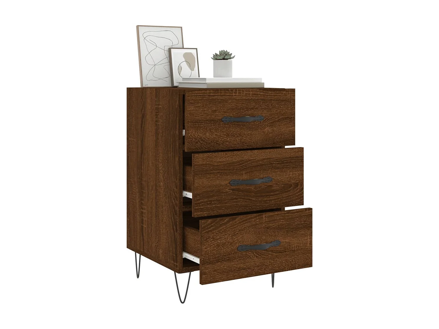 Table de chevet chêne marron 40x40x66 bois d'ingénierie