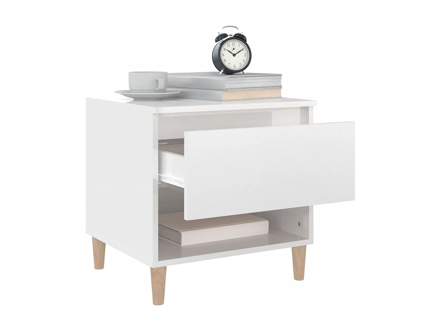 Table de chevet Blanc brillant 50x46x50 Bois d’ingénierie