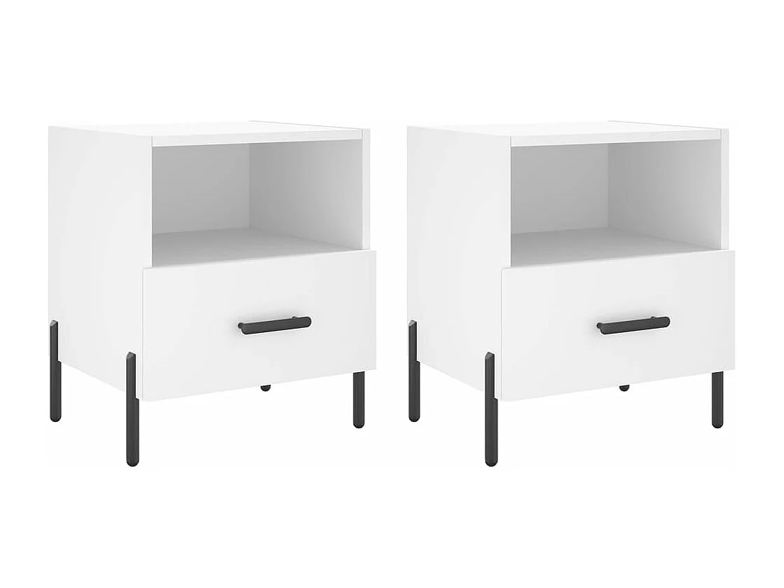 Tables de chevet 2 pcs blanc 40x35x47,5 bois d’ingénierie