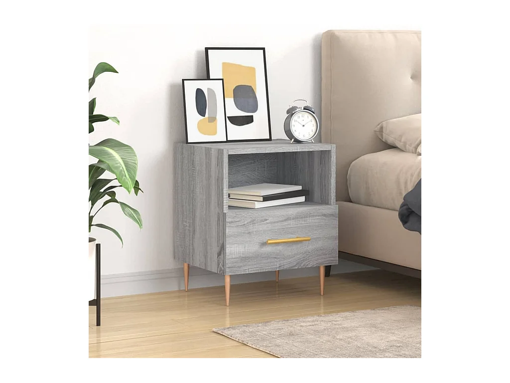 Table de chevet sonoma gris 40x35x47,5 bois d’ingénierie