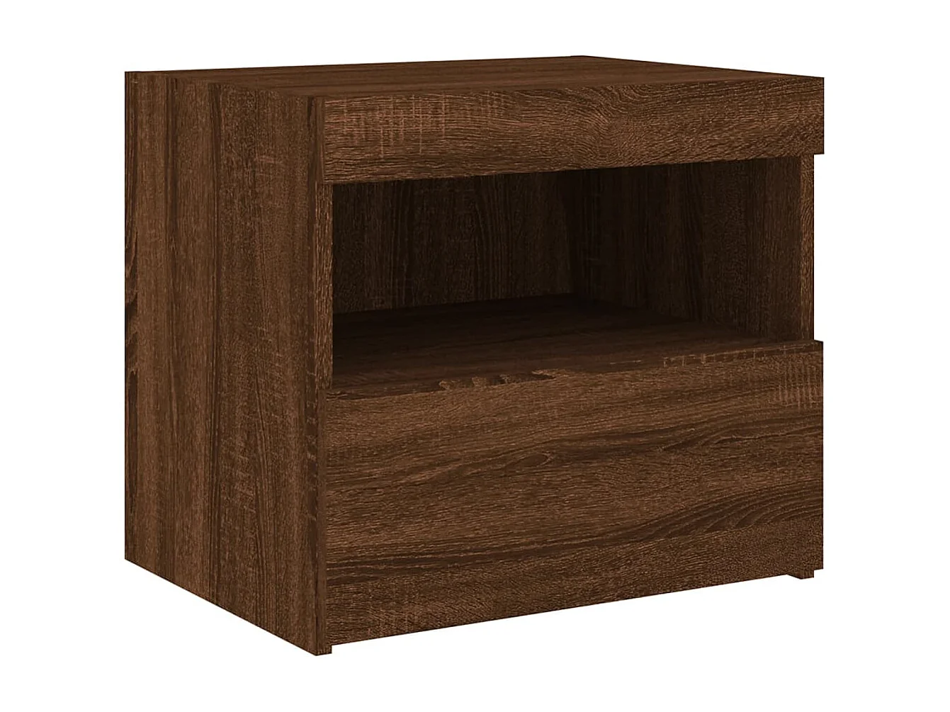 Table de chevet avec lumières LED chêne marron 50x40x45